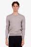 Zegna Grey Cotton V-Neck Sweater Size 50 Mens