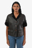 Moschino Cheap and Chic Brown Leather Shearling Button SS Jacket Est Size 6