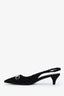Gucci Black GG Velvet Horsebit Slingback Pump Size 38