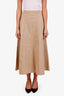 Christian Dior Brown/Beige Cotton Pleated Midi Skirt Size 4