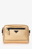 Prada Gold Metallic Saffiano Leather Triangle Logo Travel Crossbody Bag