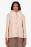 Gucci Beige Wool Blend Faux Fur-trimmed Jacket Size 38