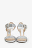 Jimmy Choo Silver Glitter Ankle Strap Sandals Size 38