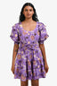 Ulla Johnson Purple Printed Short Sleeve 'Naomi' Dress Size 2