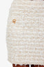 Balmain White/Gold Sequin Frayed Embellished Tweed Mini Skirt Size 40