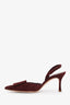 Manolo Blahnik Burgundy Suede Buckle Slingback Heels Size 36