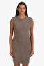 Hermès Taupe Wool Sleeveless Jacquard Bandeau Mini Dress Size 34