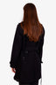 Burberry Black Cashmere Wool Double Breasted Belted Coat Size US 8