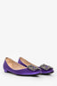 Manolo Blahnik Purple Satin Crystal Embellished Hangisi Flats Size 36