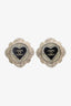Pre-loved Chanel™ 21A Gold Tone Metal Black Resin Crystal Heart Earrings