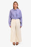 A.L.C. Cream Linen Blend Wide Leg Trousers Size 8