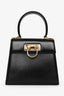 Salvatore Ferragamo Vintage Black Box Leather Gancini Iconic Top Handle with Strap