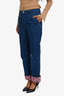 Loewe Fall Winter 2018 Blue Denim Pink Cuff Tapered Jeans Size 36