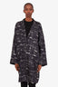 Max Mara Navy Patterned Button Up Overcoat Size 12