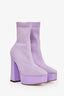 Jimmy Choo Purple Knit Patent Platform Ankle Boots Size 38.5