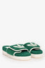 Gucci Adidas Green/White Terry Cloth Leather GG Monogram Adidas Logo Slides Size 39