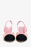 Pre-loved Chanel™ Pink Sequin Black Toe Cap Slingback Heels Size 39.5