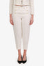 Pre-loved Chanel™ 94P White Linen Straight Leg Trousers Size 36