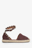 Valentino Burgundy Leather Espadrille Flats Size 35