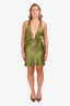 Shona Joy Green Satin Halter Top Mini Dress Size 8 US