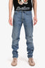 Saint Laurent Blue Denim Ripped Slim Fit Jeans Size 50 with Tags Mens