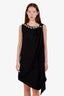 Gucci Black Crystal Embellished Draped Jersey Shift Dress Size XS