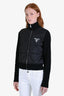 Prada 2021 Black Re-Nylon Puffer Knit Bomber Jacket Size 42
