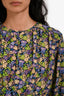 Maje Green/Purple/Blue Floral Print Long Sleeve Mini Dress Size 36