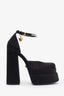 Versace Black Satin Medusa Aevitas Platform Heels Size 38