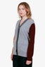 Celine Grey Colourblock Wool Cardigan Size S