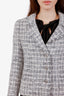Pre-loved Chanel™ 05A Grey Tweed Fringe Trimmed Single Breasted Jacket Size 40