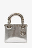 Christian Dior 2017 Limited Edition Silver Chrome Lizard Mini Lady Dior