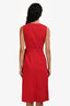 Theory Red Linen Blend A-Line Wrap Dress Size 2