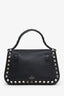Valentino Black Leather Small Rockstud Top Handle Crossbody Bag