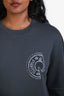 Hermès Grey Cotton Terry Short Sleeve Embroidered Quarter-Sleeve Sweatshirt Size S