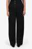 Stella McCartney Navy Wool Button Detailed High Rise Trousers Size 44