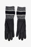 Gants Christian Dior en cuir bleu/maille à logo oblique, taille 8