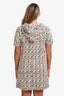 Pre-loved Chanel™ 2018 Cream Multicolour Cotton Silk Blend Tweed Short Sleeve Zip Up Hooded Midi Dress Size 40
