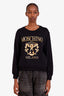 Moschino Couture Black/Gold Logo Printed Jersey Sweatshirt Size 10