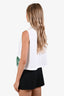Delpozo White Cotton Teal Embellished Crop Top Size 38