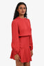 Maje Red Satin Long Sleeve Mini Dress Size 34