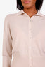 Vince Beige Cotton Sheer Button-Up Long Sleeve Sweater Size S