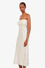 House Of CB Cream Strapless Satin Midi Dress Size S