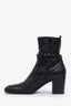 Saint Laurent Black Leather Square Toe Heeled Logo Ankle Boots Size 41