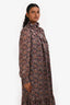 Celine Purple Silk Paisley Ruffle Long Sleeve Maxi Dress Size 38