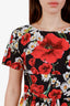 Dolce & Gabbana Black/Red Cotton Floral Mini Dress Size 40