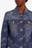 Versace Blue Denim All-over Cursive Logo Print Jacket Size 38