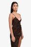 Camila Coelho Black/Brown Animal Print Sleeveless Ruched Mini Dress Size XXS