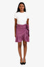 Isabel Marant Etoile Purple Linen Mini Ruffle Wrap Skirt Size 38