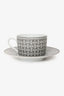 Hermès Grey Porcelain Mosaique Au 24 Platinum Tea Cup and Saucer Set